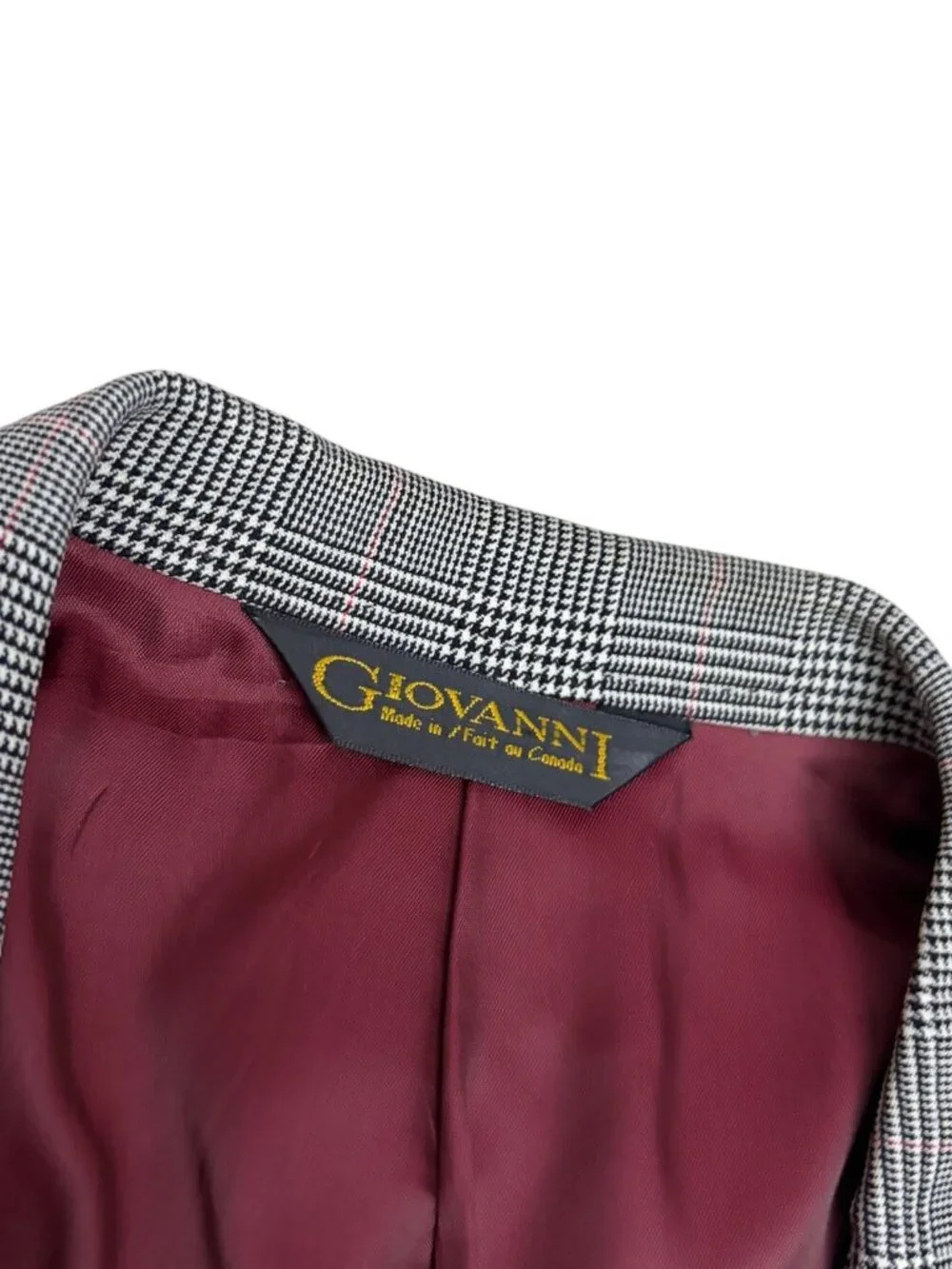 GIOVANNI Vintage Blazer Sport Coat Plaid Check Luxury Business Jacket Mens 46R